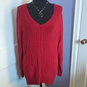 Chaps Vivid Red V-Neck Sweater